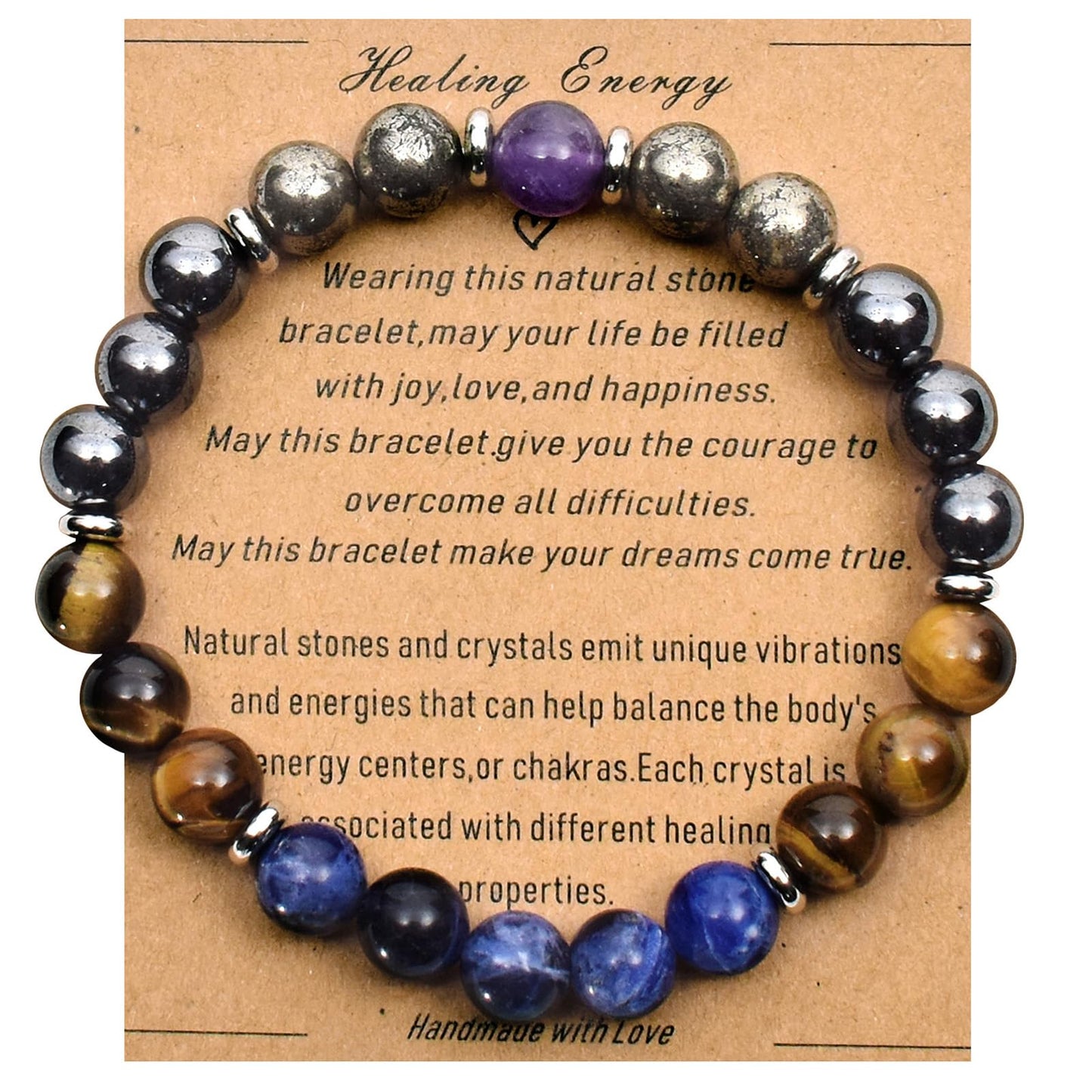 Ayriwoyi Men's Bracelet Healing Bracelet for Men Blue Stone Tiger Eye Hematite beaded Bracelets for Men Strength Bracelets for Women