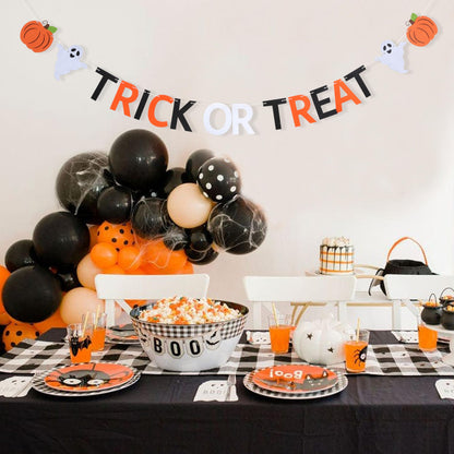 Halloween Trick or Treat Banner- Ghost &Pumpkin Banner for Party Supplies,Hallows Eve Happy Halloween Party Decor Supplies