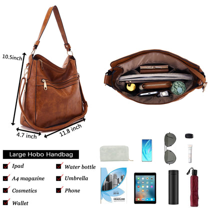 Purses For Women Handbags And Wallet Set Large Hobo Crossbody Bag Ladies Purse Totes 4 PCS Brown