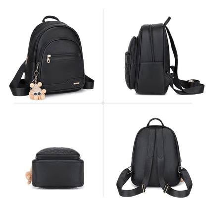 BAGOK Mini Leather Backpack Purse for Women, Small Backpack Purse with Cartoon Charm, Cute Fashion Bag for Girls