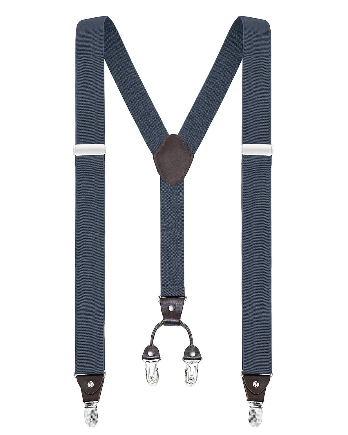 Buyless Fashion Suspenders for Men - 48" Elastic Adjustable Straps 1 1/4" - Y Shape - 5103-Denim-Blue
