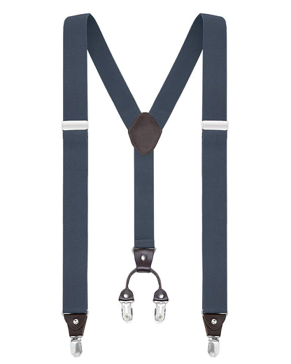 Buyless Fashion Suspenders for Men - 48" Elastic Adjustable Straps 1 1/4" - Y Shape - 5103-Denim-Blue
