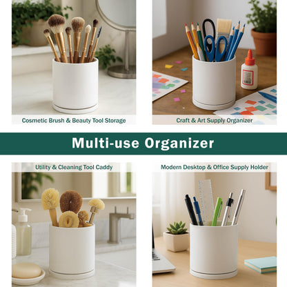 D'vine Dev 360° Rotating Utensil Holder – 7.2" Kitchen Utensil Crock for Countertop, Modern Cooking Tool Organizer for Kitchen Storage & Décor, Set of 2, Oatmeal, 72-Y-D-2