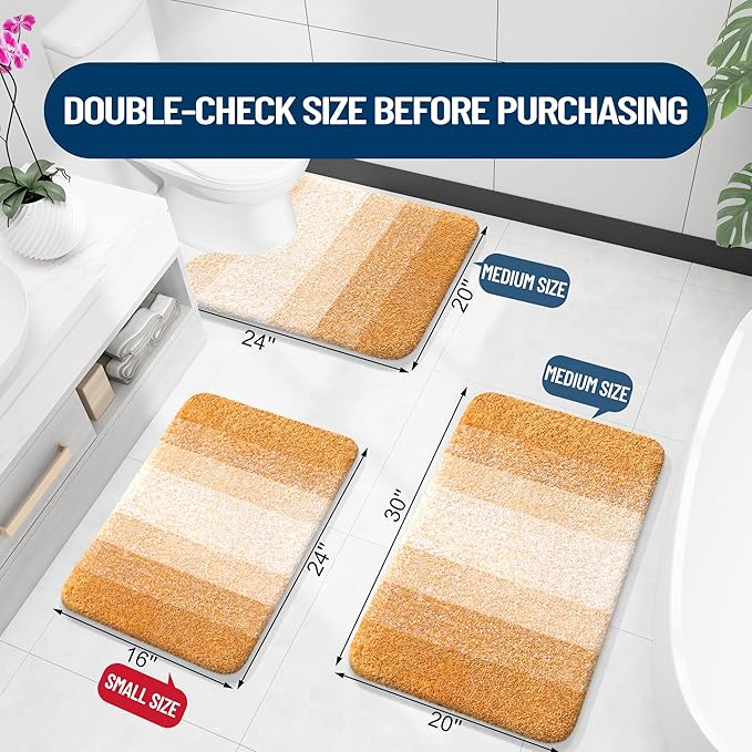 OLANLY Large Bathroom Rugs Mat 44x32, Extra Soft Absorbent Microfiber Bath Rugs, Rubber Backing, Quick Dry, Washable Bath Mats for Bathroom, Tub and Shower, Home Decor Accessories, Golden Yellow