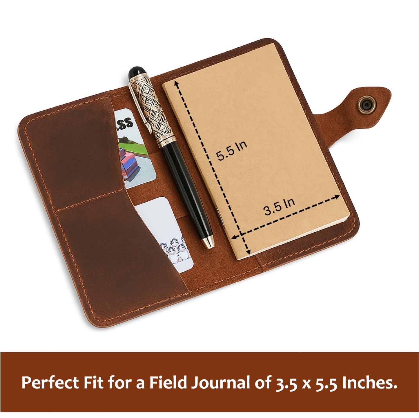 TheAntiq Genuine Leather Refillable Field Notes Cover 3.5 x 5.5 | Handmade Distressed Pocket Journal & Travel Diary Cover with Card Slots, Pen Loop & Passport Pocket Planner Case