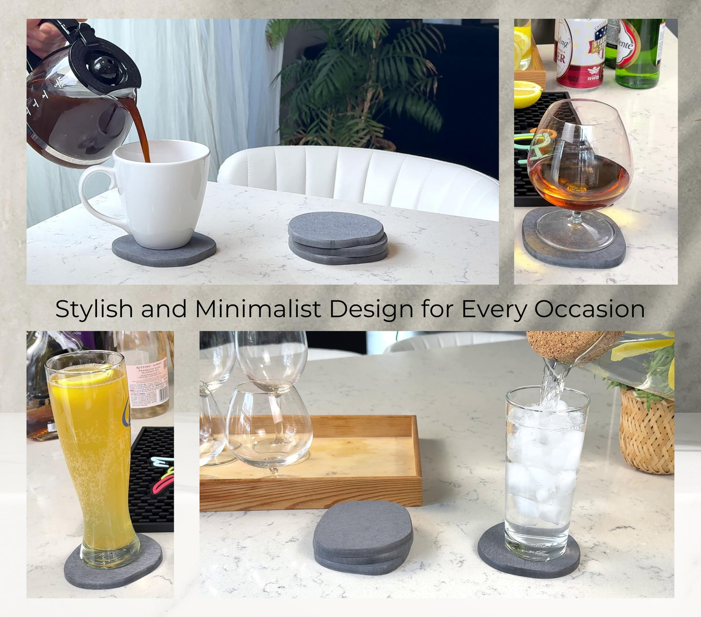Stone Coasters Slate Set of 4, Absorbent Diatomaceous Earth Coasters for Drinks, Small Plant Coaster, Modern Gray Home Decor, Birthday Gift for Him, Fast Absorbing Diatomite Coaster, Stone Coasters