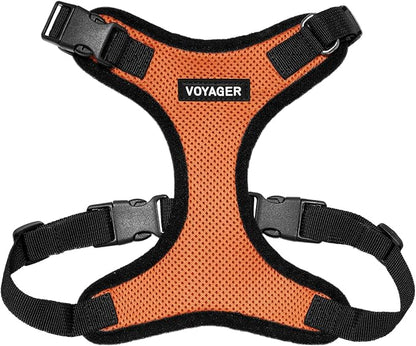 Voyager Step-in Pet Harness - All Weather Mesh, Adjustable Step in Harness for Cats and Dogs by Best Pet Supplies - Orange/Black Trim, S