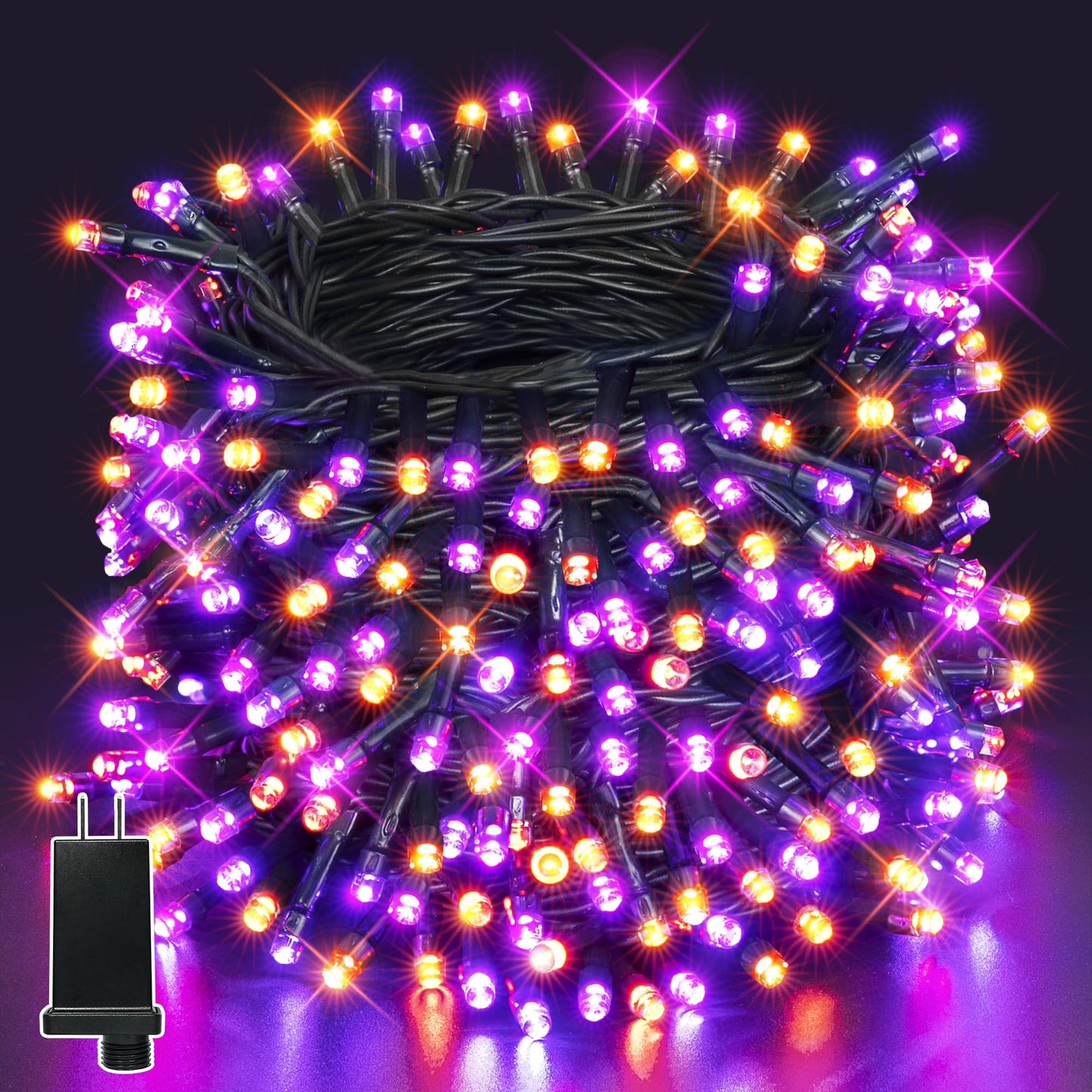 Guhope 66FT 200 LED Halloween Lights, Orange + Purple Halloween Lights Outdoor with 8 Lighting Modes, Waterproof String Lights for Halloween Christmas Outdoor Party Yard Garden Decoration