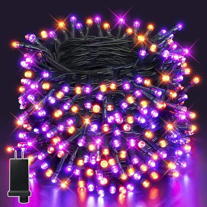 Guhope 66FT 200 LED Halloween Lights, Orange + Purple Halloween Lights Outdoor with 8 Lighting Modes, Waterproof String Lights for Halloween Christmas Outdoor Party Yard Garden Decoration