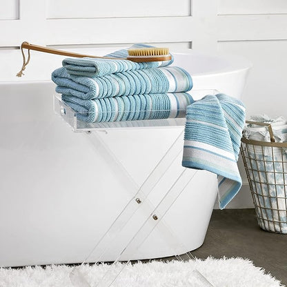 SKL Home Seabrook Stripe 100% Cotton Premium 2-Piece Hand Towel Set, 550 GSM