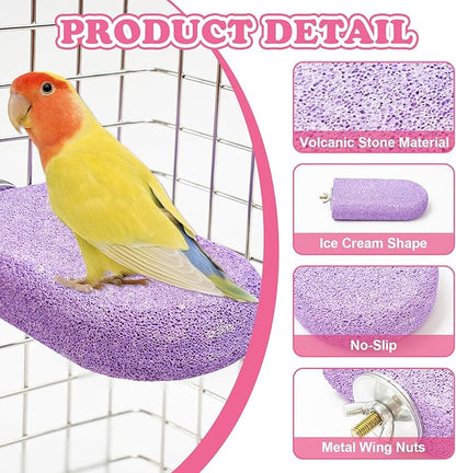 Bird Beak Grinding Stone, 3PCS Parrots Perch, Multiple Colors Platform, Nails Beak Trimmer for Bird Cage Accessories for Parrots Budgie Cockatiel Conure Lovebird Finch