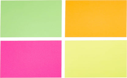 Amazon Basics Ruled Index Flash Cards for Studying and Note Taking, Assorted Neon Colored, 3x5 Inch, 300-Count