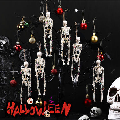 Tujoe 10 Pcs Christmas Skeleton Wrapped in Lights 6.7 Inch Christmas Tree Hanging Ornament Scary Skeletons Mini Skeletons Figurines for Haunted House Graveyard Halloween Party Decor