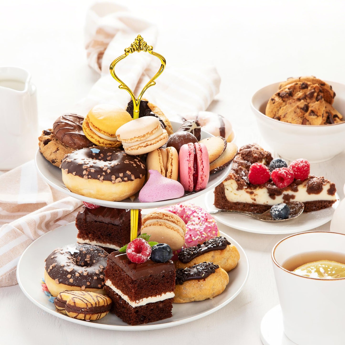 Lucky Will White Tiered Dessert Serving Tray for Kid's Party Supplies Favors 3 Tier Cupcake Cake Stand for Birthday Tea Afternoon Halloween Christmas Candy Bar
