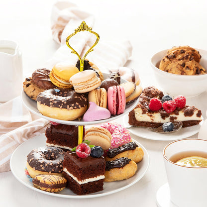 Lucky Will White Tiered Dessert Serving Tray for Kid's Party Supplies Favors 3 Tier Cupcake Cake Stand for Birthday Tea Afternoon Halloween Christmas Candy Bar