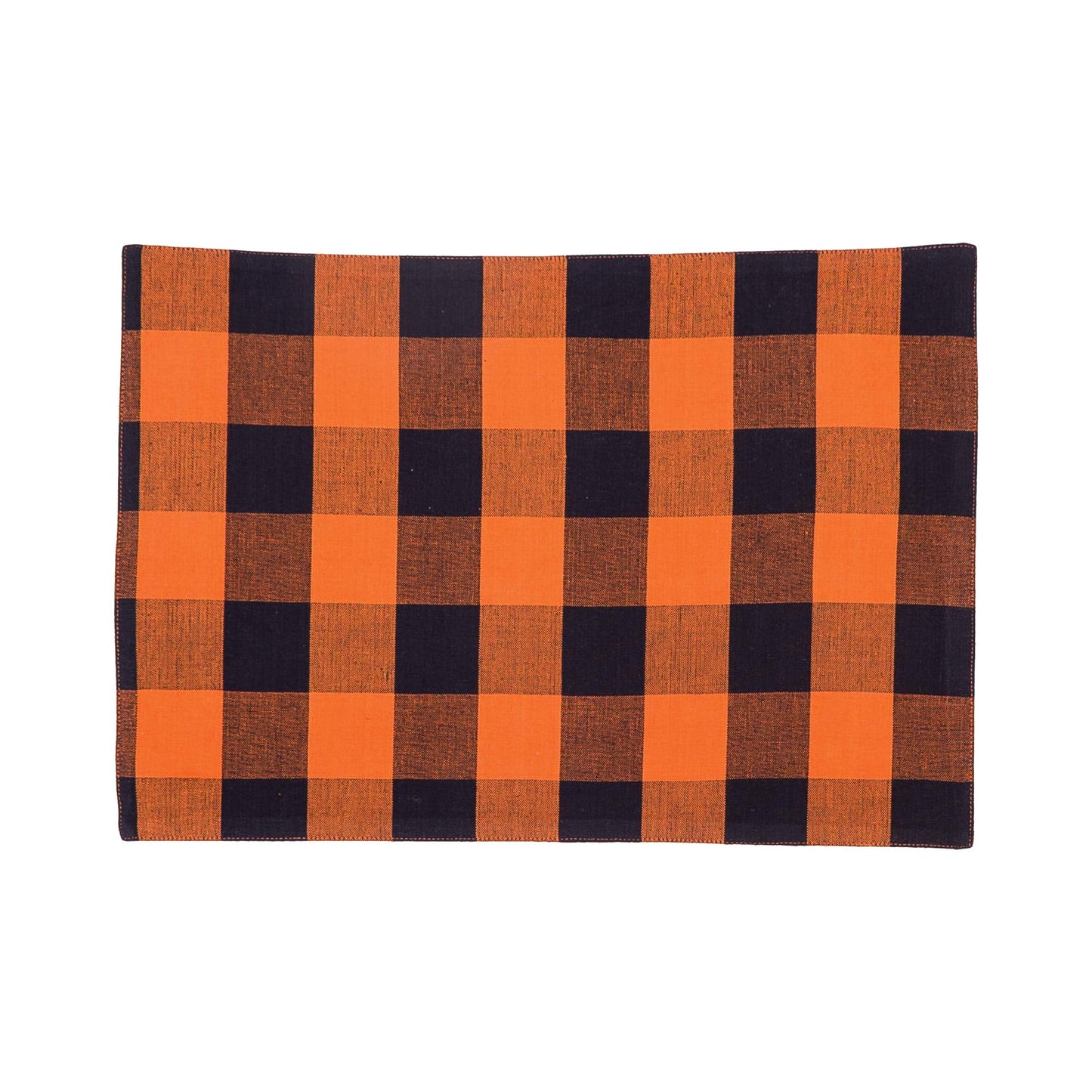 C&F Home Franklin Orange & Black Plaid Handwoven 100% Cotton Rectangle Single Placemat 13'' x 19'' Halloween Spooky Scary Versatile Fall Autumn Harvest Home Kitchen Tabletop Reversible Machine
