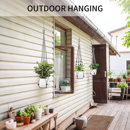 IDEEEPAN Macrame Plant Hanger - Fits 4 to 15 inches Pots for Indoor Outdoor, 43"/35"/29" Different Sizes Set, Gray (POTS NOT Included)