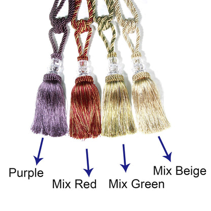 BEL AVENIR 2 Pack Curtain Tiebacks Hand-Woven Crystal Holdbacks Home Decorative Tassels Tiebacks (Purple, 2 Pack)