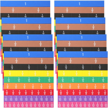 Sayglossy 8 Sets Fraction Tiles Set for Math Classroom Fractions Manipulatives Math Learning Manipulatives for Home School Supplies