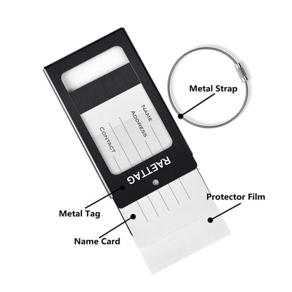 WeBravery Luggage Tags Metal Suitcase Tags Travel Bag ID Identifier Luggage Tag (Black 2-Pack)