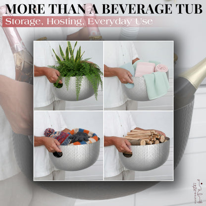 Gusto Nostro Large Beverage Tub for Parties - Metal Tub for Wine Bottles,Champagne,Beers - High Capacity Ice Bucket for Drinks - Extra Large Ice Buckets for Parties (22 qt) Outdoor Party Drink Bucket