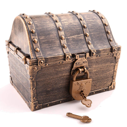 Lingway Toys Large Kids Pirate Treasure Chest Teacher's Favorite Treasures Collection Storage Box with 2 Sets of Locks and Keys Only(Vintage Bronze Coating,8.7"X6.3"X6.9")