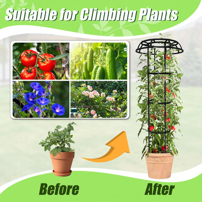 Quibbay Garden Trellis for Climbing Plants Outdoor, 53 Inch Mushroom Top Trellis for Climbing Plants, Metal Plant Flower Trellises for Vine Grape Vegetable Cucumber Tomato Trellis, 1 Pack