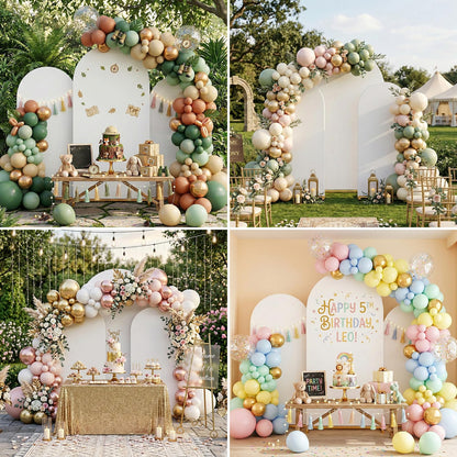 CludPark Arch Backdrop Stand with Cover Set, 7.2FT,6.6FT,6FT Gold Metal Wedding Arch for Ceremony, Heavy Duty Balloon Arch Stand with White Spandex Cover for Birthday Party, Baby Shower, Graduation