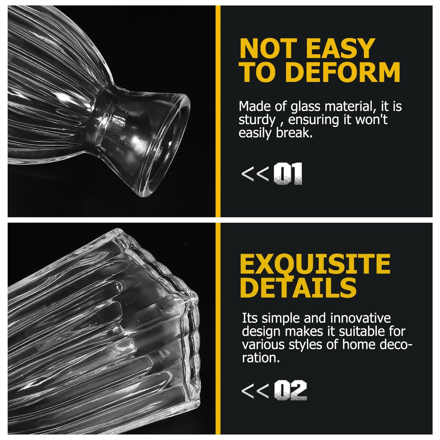 Sewroro 4pcs Decorative Glass Vases Small Terrarium Flower Vases for Hydroponic Plants Desk Home Décor Minimalist Glass Flower Containers