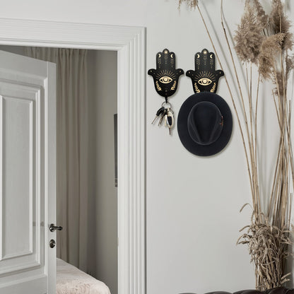 Ella & Emma Wall Mounted Coffin-Shaped Key Holder - Gothic Home Decor Wall Hanger with Hook - Gothic & Spooky Halloween Decor for Home - 2 Pieces (HAMSAHAND)