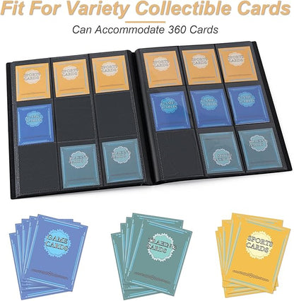 Card Binder 9 Pocket Storage 360 Card Binder,Trading Card Binder Senior and Sturdy Side-Loading Album,Intended For YuGiOh,MTG, TCG,Game Cards & Baseball Card Binde,(Pink）