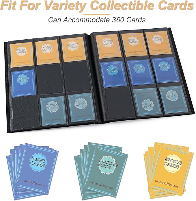Card Binder 9 Pocket Storage 360 Card Binder,Trading Card Binder Senior and Sturdy Side-Loading Album,Intended For YuGiOh,MTG, TCG,Game Cards & Baseball Card Binde,(White）