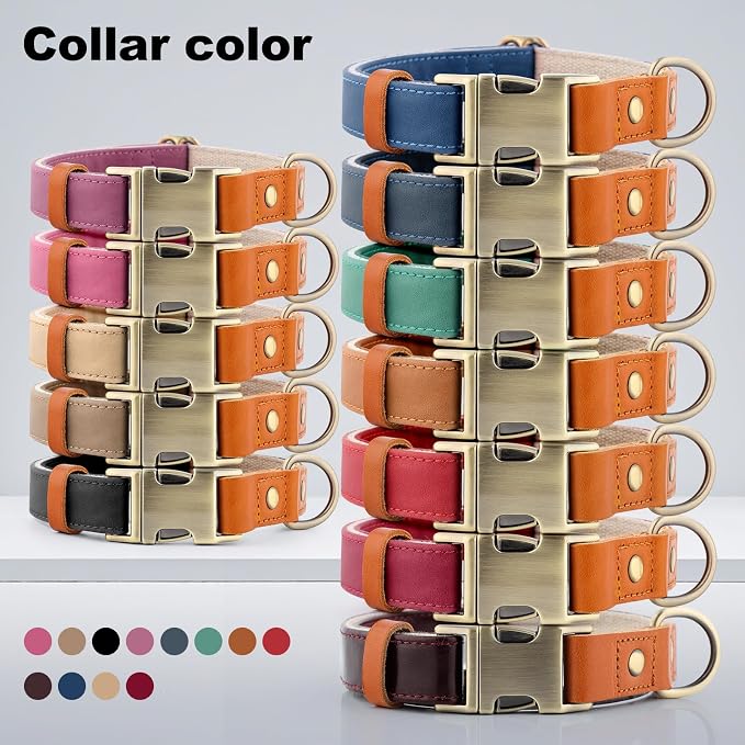 Plutus Pet Genuine Leather & Hemp Dog Collar – Adjustable Heavy Duty Pet Collar with Quick Release Metal Buckle, Soft & Stylish for Puppy and Small, Medium, Large Dogs (Copper Brown, S)
