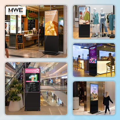 MWE 37 Inch Touchscreen Kiosk, Indoor Floor Standing Digital Signage Displays, Advertising Display LCD Totem with Custom Service, Interactive Display Poster Android System with Auto Media Player