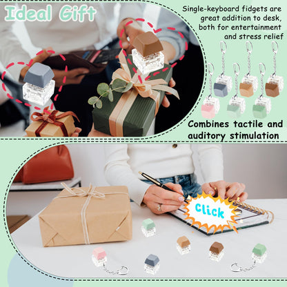 24 Pcs Morandi Keyboard Fidget Toy for Adult Kids Stress Relief, Fidget Keychain Keyboard Decompression Button Finger Clicker Toys, Button Stress Relief Fidget Gifts Birthday Party Favors Goodie Bag