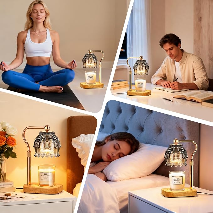 Candle Warmer Lamp with Timer - Flower Design Electric Wax Melting Wax Lamp for Jar Candles, Gift for Women, Mom, Christmas, Birthday,Home Decor