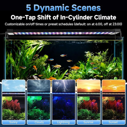 fishkeeper LED Aquarium Plant Light, 24/7 Full Spectrum Aquarium Light with 5 Nature Weather Mode, Auto On Off with Timer for 40-48 Inch Fish Tank, Adjustable Colors/Brightness with Memory Function