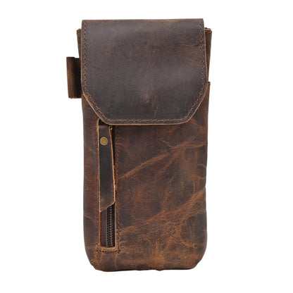 Autentico Genuine Leather Phone Holster Pouch with Belt Clip Cell Phone Cover 8X4 Magnetic Closure ID Card Holder Brown Universal Case for iPhone Samsung Galaxy Google Pixel Leather All Smart Phones