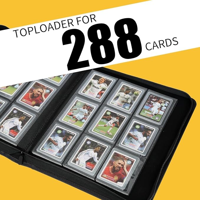 Toploader Binder,Toploader Hard Cases, 9-Pocket Pages Sleeves Hold up 288 Cards.Toploader Card Binder with Sleeves for “3×4” rigid，Card Holder(LakeBlue)