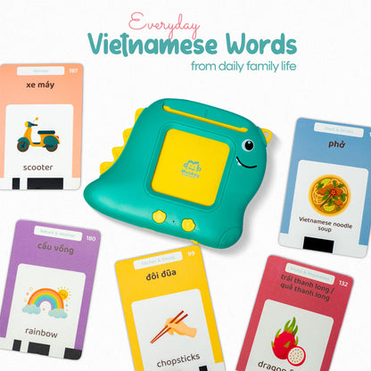Monkey & Bananas | Vietnamese–English Talking Flash Cards | Southern & Northern Dialects | Bilingual Toy for Toddlers & Beginner Learners | 224 Words, 18 Themes | Screen-Free Learning Toy | Ages 2–6