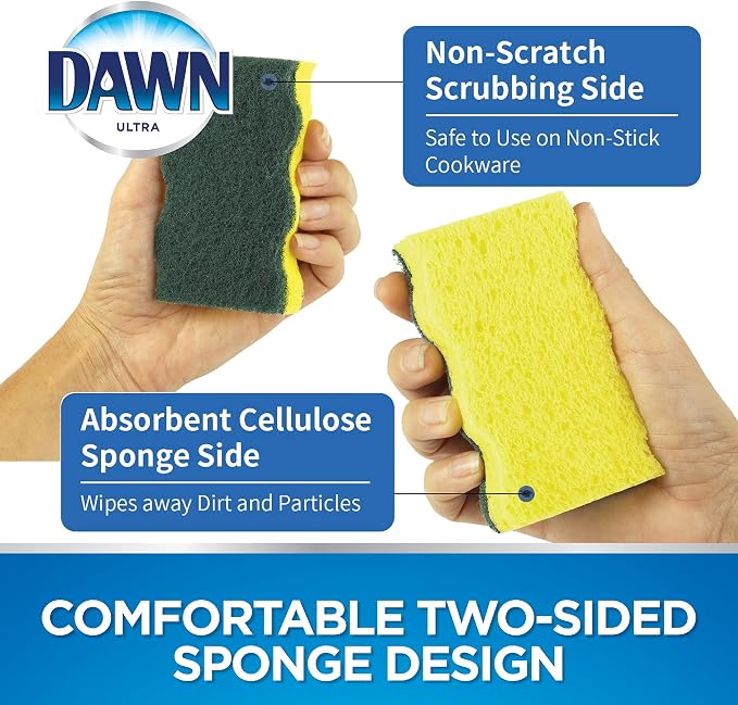 Dawn Heavy Duty Kitchen Dish Sponges, Green/Yellow (Pack of 9)