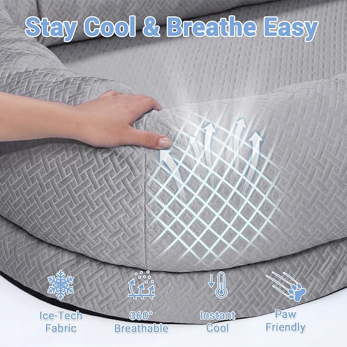 WROS Cooling Human Dog Bed for Summer, Breathable Washable Floor Lounger for People & Pets, 57'' x 35'' x 10'', Glacier Grey, Pet Bed for Hot Weather Relaxing