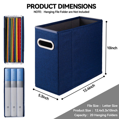 ComfortKeeper 4 Packs Letter Size File Organizer, File Folders Organizer, Fabric Storage Box, Collapsible Paper Organizer with Metal Handle, Smooth PVC Rails, Only Box (Blue)
