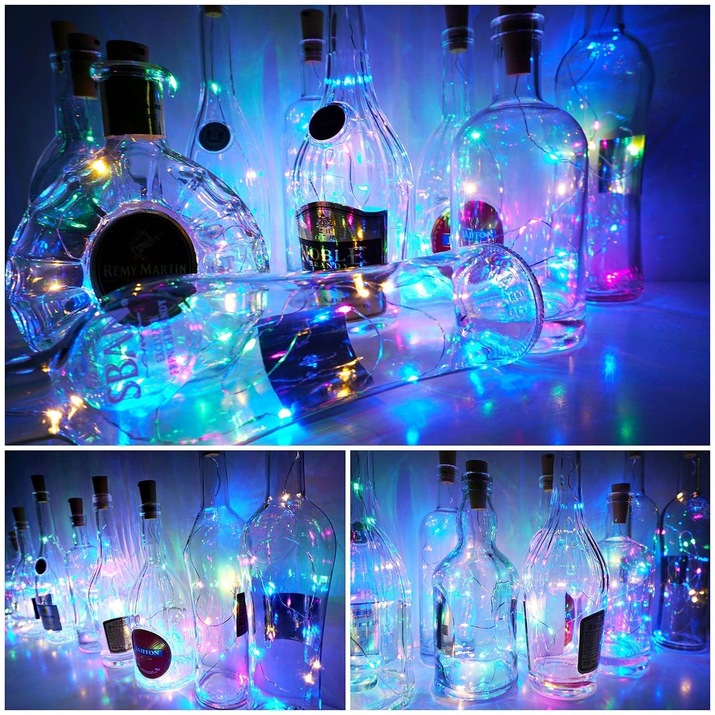 SmilingTown Wine Bottle Lights with Cork 15Pack 10 LED 40 Inches Battery Operated Silver Wire Liquor Fairy Mini String Lights for Party Christmas Halloween Wedding Decoration