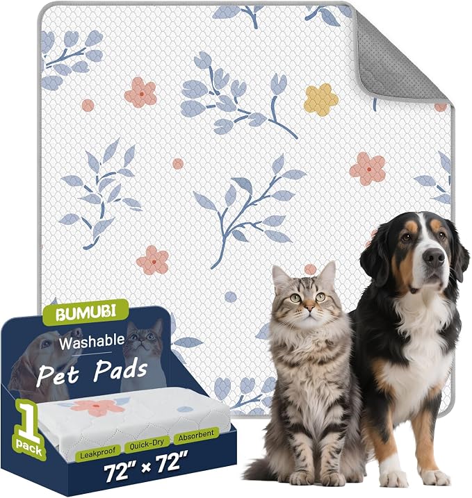 Washable Dog Pee Pads - Absorbent Reusable Puppy Training Pads, Waterproof Leak - Proof & Non - Slip for Crate Whelping Potty Training 72x72 (Pack of 1)