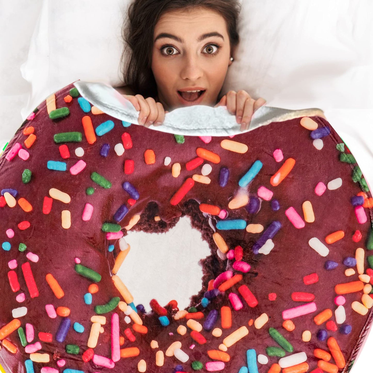 BATTILO HOME Realistic Food Novelty Tortilla Blanket Memorial Day Soft and Cozy Fleece Blanket Round Tortilla Throws Blanket (Donut&Coffee, 71 inches)