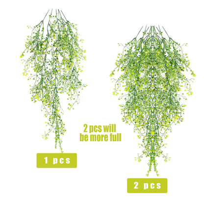 RECUTMS Artificial Plants Fake Hanging Plants for Outside Ivy Plant for Outdoor UV Resistant for Wall Indoor Hanging Baskets Wedding Garland Decor 4 Pack(Yellow 4P)
