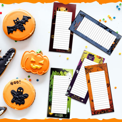 8 Pcs Halloween Magnetic Notepads with Pu Leather Pen Holder Magnetic To Do List Reminder Memo Pad Halloween Magnetic Grocery List Pad for Fridge Magnetic To Do List for Fridge Shopping Grocery Memo