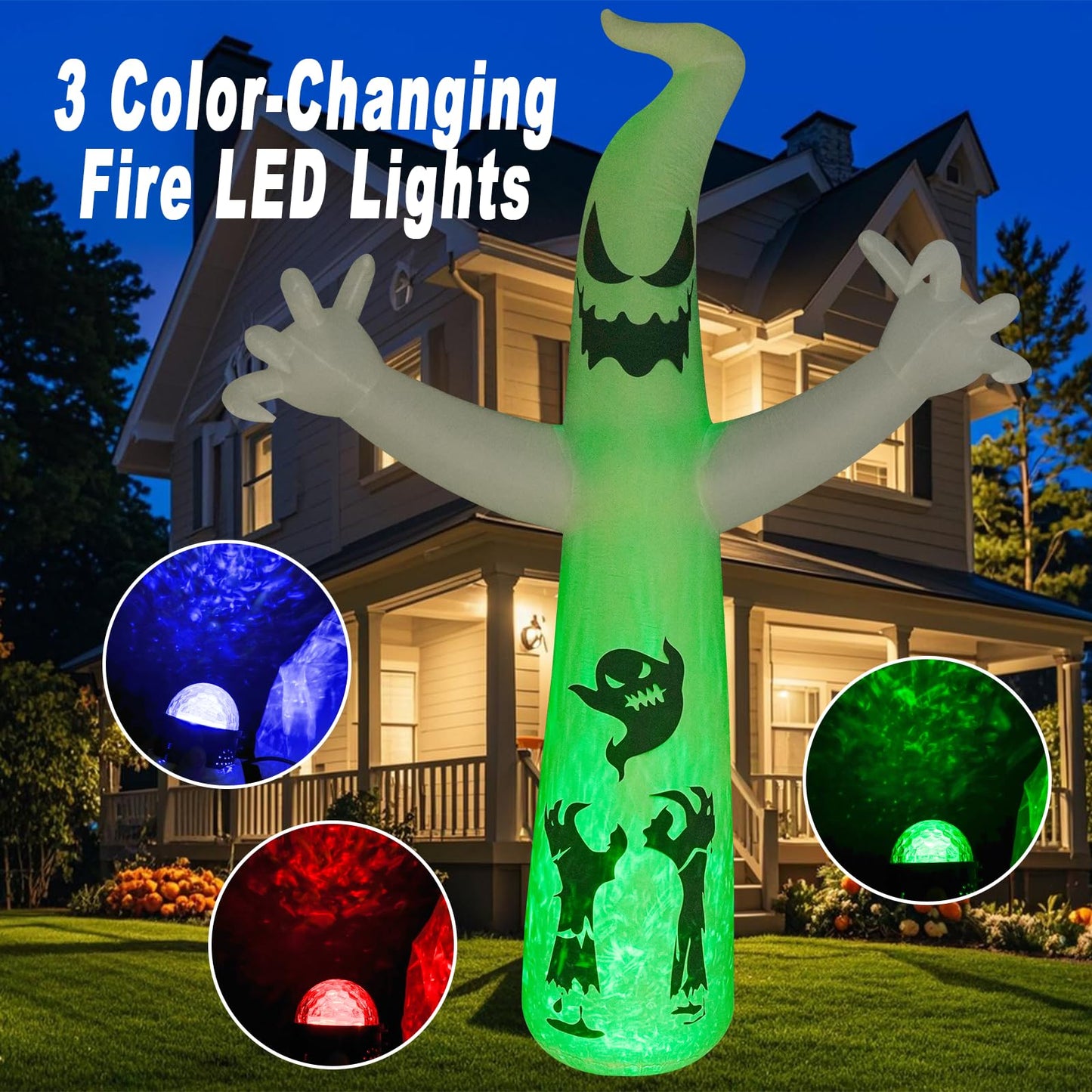 VYBEWAVE 12 FT Giant Inflatable Ghost with Halloween Window Clings for Glass