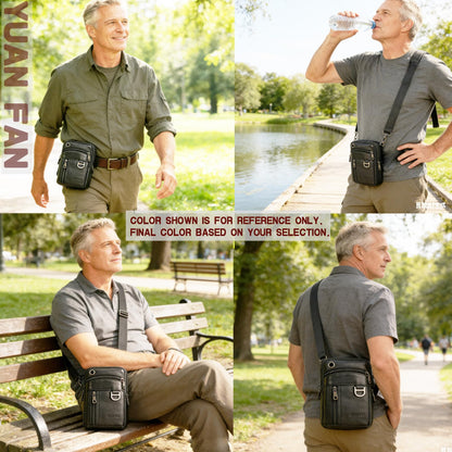 Small Mens Leather Satchel Cell Phone Holster,Vertical Belt Clip Cellphone Pouch,Purse Waist Bag Fanny Pack Compatible with Google,Zipper Phone Bag for Work,Hike